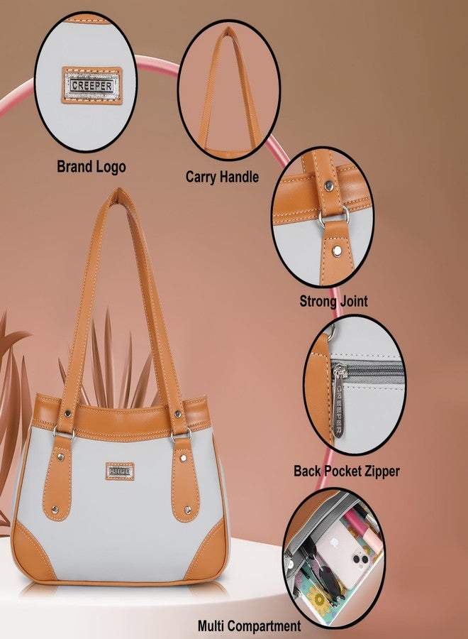 creeper Women's Handbag PU Leather Satchel Bag Shoulder Hobo Bag Ladies Purse 3 Compartment Bags Travel Purse For Women And Girls (Mustard) - Image 2